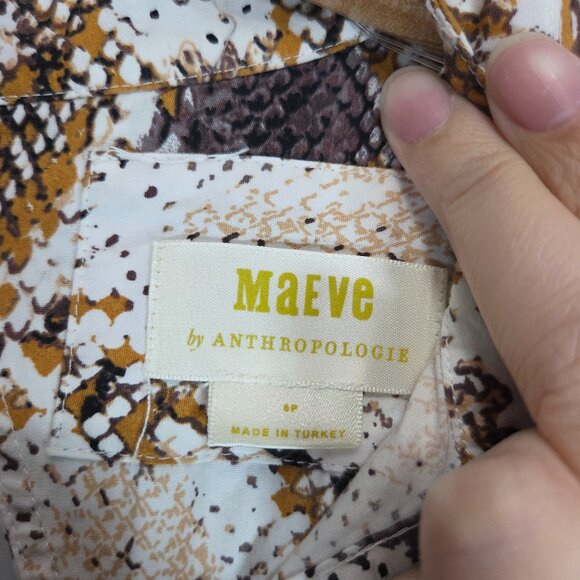 Anthropologie Maeve Snake-Printed Maxi Dress Tiered Cotton Summer Boho Preppy 6P - Picture 11 of 14